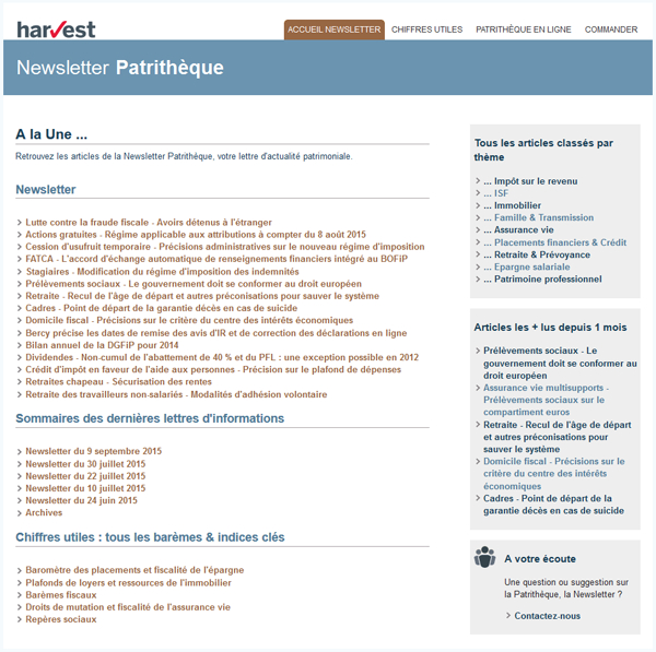 L'espace client : consultez toutes les Newsletter Patrith�que parues